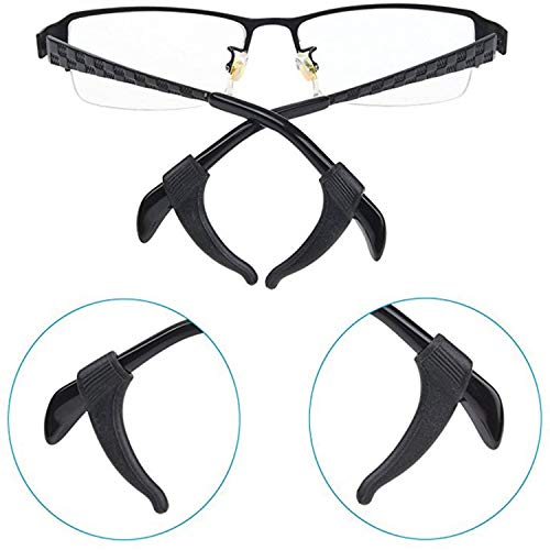 MOLDERP Glasses Ear Grip - 15 pairs Kids and Adults Sport Eyeglass Strap Holder, Eyewear Retainer, Silicone Anti Slip Holder For Glasses, Eyeglass Temple Tip (Black)