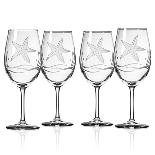 Rolf Glass Starfish White Wine Glass, 4 Count (Pack of 1), Clear