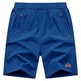 メンズ ランニング ハーフパンツ 吸汗速乾 スポーツ ショートパンツ 短パン ファスナーポケット付き アウトドアウェア 半ズボン サッカー テニス マラソン ウォーキング バドミントン 運動着 釣り 体育着 登山用（ブルー，L）