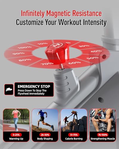HARISON Semi Commercial Exercise Bike - Stationary Bike for Home Gym - Silent Magnetic Indoor Cycling Bike with Tablet Mount & Comfortable Seat Cushion, 380LBS/400LBS Weight Capacity Workout Bike (Magnetic Plus)