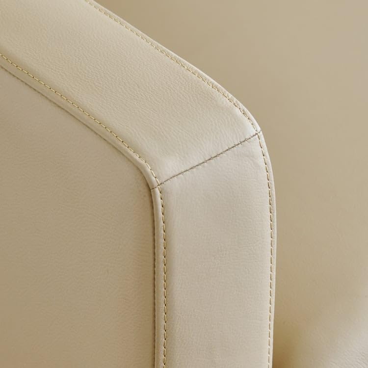 Image of Home Centre | Parque | Half Leather|Solid Wood | 3 Seater Sofas | Cream | 1 Year Warranty