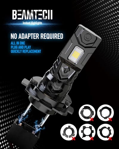 Image of BEAMTECH H7 Light Bulb, No Adapter Need High Speed Fan 6500K Xenon White H7 Bulbs or Fog Lights Pack of 2