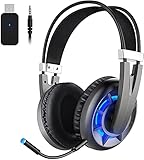 Wintory AIR 2.4G Wireless Gaming Headset for PC PS4 TV Playstation Computer Headset with Detachable Noise Canceling Microphone Mute Key 3D Surround Sound Over Ear Gaming Mic Headphones Upto 15H of Use