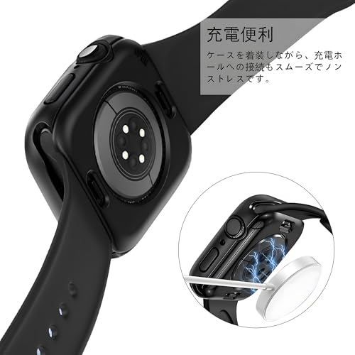 【フルカバー保護】JUNOVA アップルウォッチ 防水 カバー Apple Watch Series 11 (2025) Series 10 42mm用 ケース 2 in 1 前後の保護 二重構造 PC+ガラス素材 高透過率 耐衝撃 for Apple Watch ケース (ブラック，42mm)