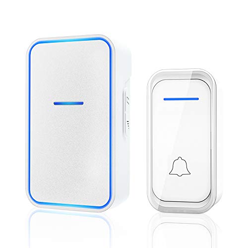 Wireless Doorbell Kit, Plug And Play Door Bell Operating At 1000 Feet With 38 Melodies, Led Flash And 4 Adjustable Volume Levels, For Home, Office, Classroom(1 Receiver + 1 Button, White) #TOP1