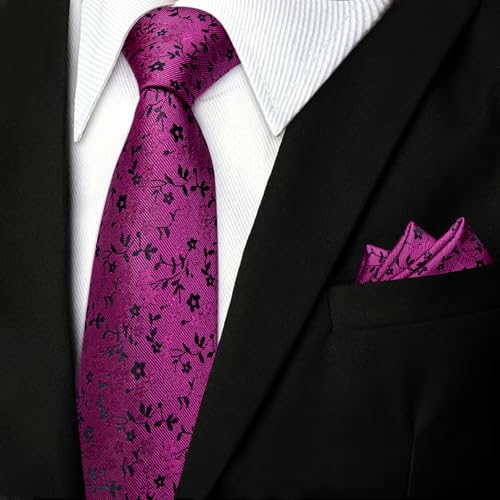 Image of DiBanGu Mens Paisley Tie Set Silk Woven Jacquard Necktie and Pocket Square Cufflinks Gift Set for Wedding Bussiness