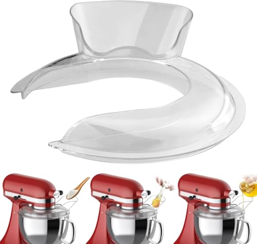 HOMGEN Pouring Shield for KitchenAid Pouring Shield Secure Fit Medium Mixer Bowls Dishwasher Safe Splashguard for 6 Quart Fit Stainless Steel, Glass and Ceramic Bowl with Cleaning Brush