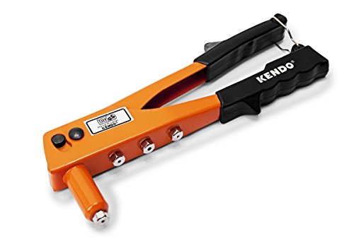 KENDO Pinza rivettatrice – pinza per rivetti ciechi – | lunghezza: 250 mm | 4 x diversi bocchini 2,4, 3,2, 4,0 e 4,8 mm