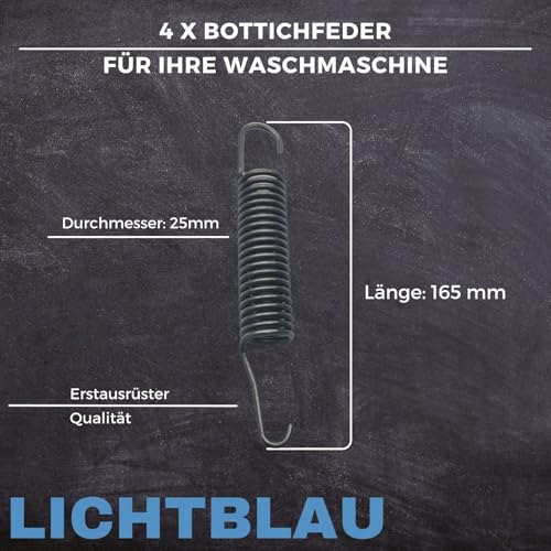 LICHTBLAU 4 x Federn Metall für Miele Waschmaschine 4176890, 4473970 Bottich Aufhängung Zugfeder Spannfeder
