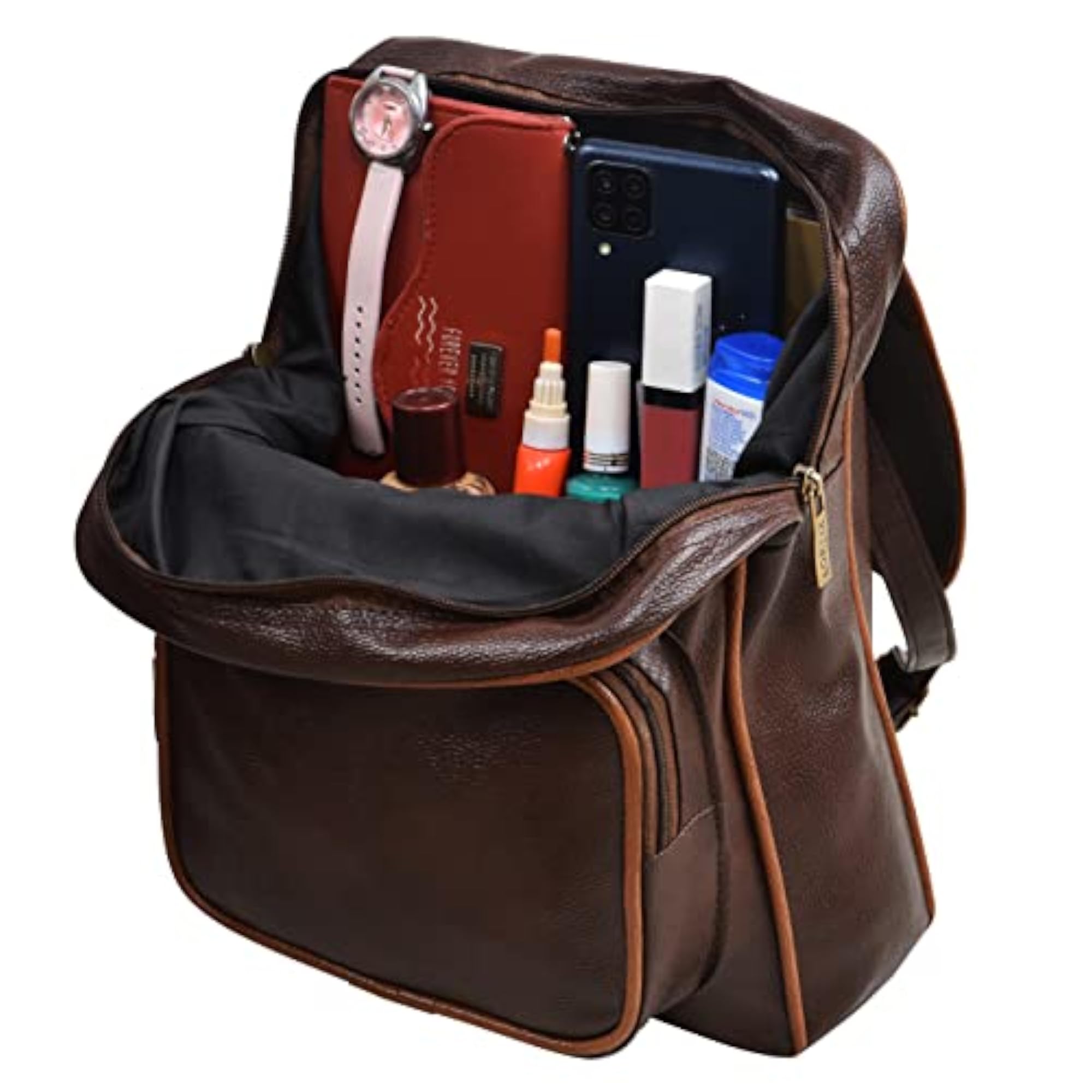 Faux Leather College Backpack for Women & Girls, Stylish