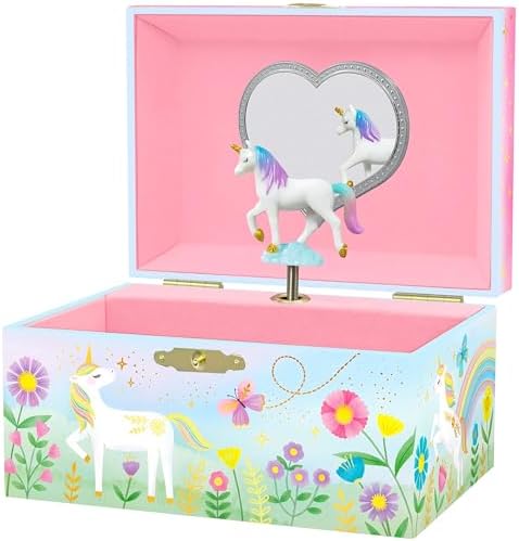 Giggle & Honey® Einhorn Geschenke für Mädchen, Music Box & Einhorn | Kinder Schmuckdose mit Einhorn-Drehfigur, Musikalisches Schmuckkästchen, Einhorn Geschenk Mädchen, Geburtstag M
