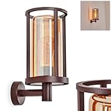  Applique murale d\'extérieur Martinha, d\'extérieur en métal/verre de couleur brun rouille/ambre, verre transparent interchangeable, murale moderne pour terrasse/cour/entrée, 1 x E27, sans ampoule, IP44