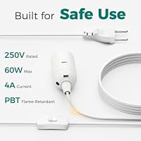 DiCUNO 2M E27 Lampenfassung mit Schalter, EU-Stecker, Weiß, 1er Pack – Ansicht 4