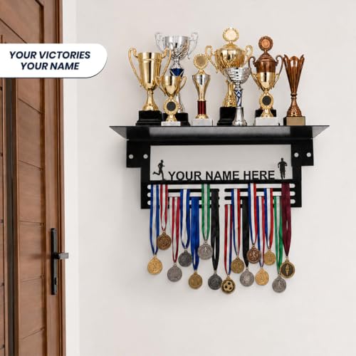 Image of Sehaz Artworks Personalised Medal Hangers for Wall with Trophy Stand