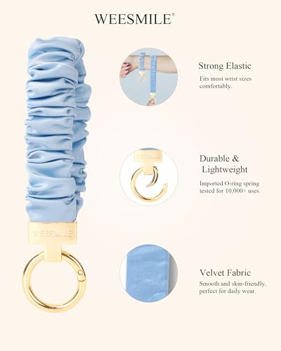 Image of WEESMILE Scrunchie Keychain Wristlet for Car Key Chain with D Key Ring