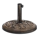 Fineway Heavy Duty 9kg Parasol Base Holder - Garden Parasol Base for Umbrella, Rotary Airer, Washing Lines Poles up to 50mm - Garden Umbrella Base - Cast Iron Parasol Base Stand
