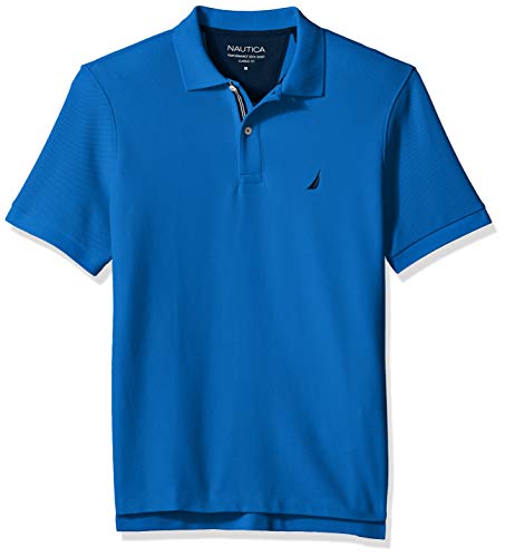 Nautica Men's Classic Short Sleeve Solid Polo Shirt, Capri Blue, X-Large