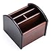 Wood Pen Holder Pencil Holder Remote Control Holder Organizer Wood Control Storage with 4 Compartments