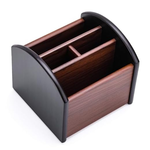 MaxGear Remote Control Holder Remote Caddy Organizer Wooden Desk Organizers with 4 Compartments, Remote Control Organizer for Table