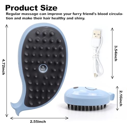 Cat Steam Brush for Shedding, Cat Grooming Brush With Steam, Rechargeable Steam Pet Brush for Dog And Cat, Steamy Cat Brush 3 In1, Self Cleaning Steam Brush for Massage,Clean and Removing Loose Hair