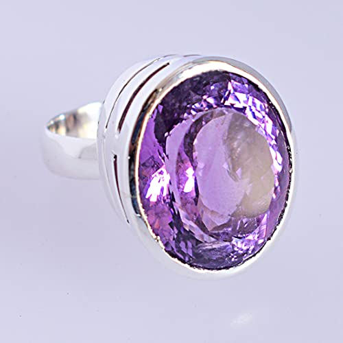 Plata de ley 0.925 ovalada Purple Amethyst joya unisex morada 4