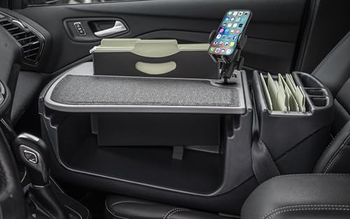 Image of AutoExec AE-FMEF-PM-GT Efficiency FileMaster Car Desk for Your Vehicle Workstation and Mobile Office, Grey with Phone Mount | Phone Mount, Vehicle Workstation, Mobile Office