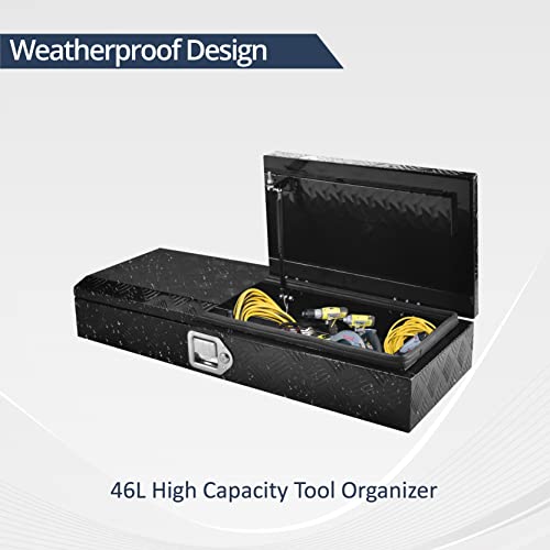 Batoneco 34.5 Inch Aluminum Tool Box, Truck Bed Tool Box With Lock And 2 Keys,Tool Storage Box For Truck,Trailer,Pickup,Atv,Rv,34.5"X12.75"X6.4",Black #TOP4