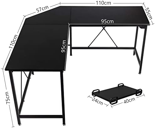 DAWOO L-Shaped Desk-Wood Computer Corner Desk, Home Gaming Desk,Writing Studying PC Laptop Workstation Table for Home Office Bedroom