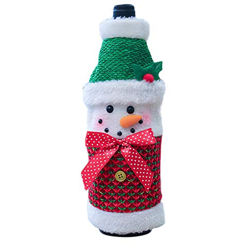 CAVIVIUK Botella de Vino de Navidad, Cubierta, Envoltura, anfitriona, decoración de Mesa, Navidad para decoración de Fiesta en casa,Muñeco de Nieve de Color Cover