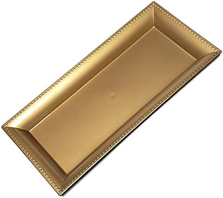 Bandejas decorativas rectangulares doradas de plástico 2 unidades miniatura 2