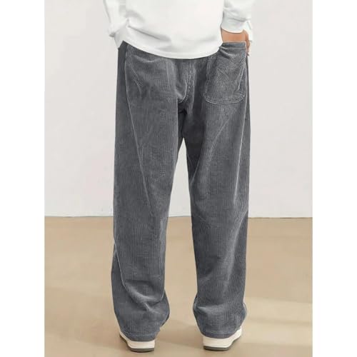 Mens Pants Loose Fit, Mens Corduroy Casual Pants, Elastic Waist, Straight Sweatpants2