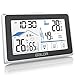 Produktbild Konsen Wetterstation Funk mit Außensensor, Thermometer-Hygrometer innen/ausen Raumthermometer Außentemperatur Feuchtigkeit mit Hintergrundbeleuchtung, Lüftungsempfehlung und Uhrzeit Anzeige, Schwarz