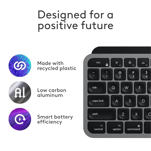 Logitech MX Keys S for Mac, Wireless Keyboard, Fluid, Precise Laptop-Like Typing, Programmable Keys, Backlit, Bluetooth USB C Rechargeable for MacBook Pro, MacBook Air, iMac, iPad - Space Grey - Image 6