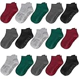 LIFPAU Todder Non Slip Socks, Kids Grip Ankle Socks, Anti Skid Sock 15 Pairs for Active Boys Girls Kids 1-3 Years(Assorted Colors,1-3T)