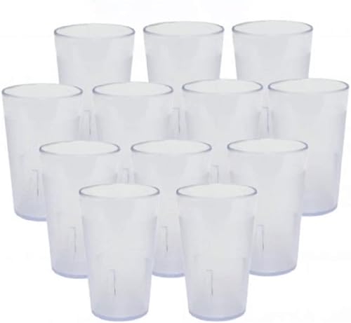 TrueCraftware - Juego de 12 vasos de plástico de 5 onzas, color transparente, 3-58 pulgadas de altura, vasos apilables de alta resistencia,