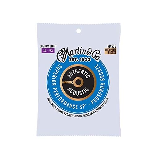 MARTIN Cuerdas para guitarra acústica, Superior Performance Custom Light 11-52, 92/8 Bronce fosforoso (MA535)