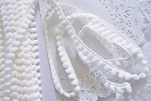 Yycraft 10 Yards 3/8" Wide Tiny Pom Pom Ball Fringe Trim Diy Craft Sewing Accessory For Home Curtain Clothes Pillow Decoration(Pom Size 5Mm,White) #TOP3