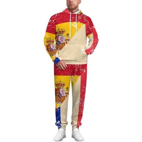 Chándal de manga larga con capucha y pantalones deportivos de la bandera de Francia y España para hombre, conjunto de chándal de moda, Estilo:, M