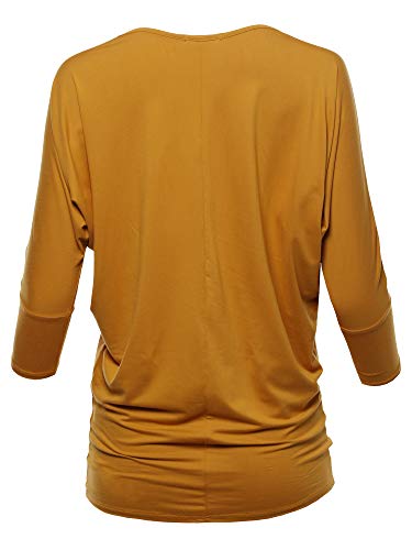 SSOULM Women's Loose Fit 3/4 Sleeve Drape Dolman Top with Plus Size3