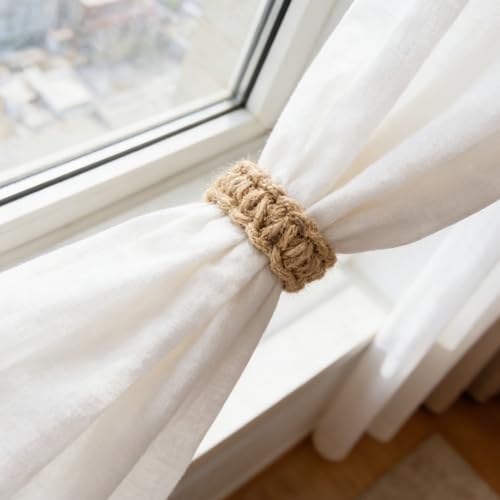 Miniatura 5 de 2 Unidades Sujetadores Para Cortinas Tejidos Artesanales, Estilo Bohemio Que Combina Elegancia Y Acento Rústico Elementos Decorativos Únicos Para El Hogar, El Despacho Y La Habitación, Elaborados.
