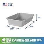 Petmate Basic Open Cat Litter Pan, Multidirectional Easy to Clean Plastic Litter Box, Gray, Made in USA, 14" x 10.5" x 3.5", Small Recommended for Kittens and Small Cats - Image 3