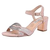 Cierre: hebilla Sandalias de Vestir Para Mujer - Tiras con Brillantes - Tacón Ancho de 6,5 cm - Correa Tobillo - Cierre con Hebilla(40)