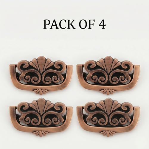 Image of Sainath Zinc Alloy Copper Antique Finish Drawer Cabinet Kadi Kundi Knob Pull Handle Set, Pack of 4 PCs