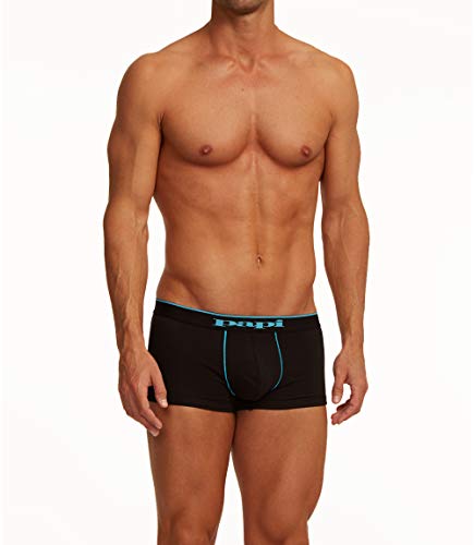 Papi Stylish Brazilian Solid And Print Trunks (3-Pack Of Men's Underwear), Black/Turquoise, Medium #TOP5