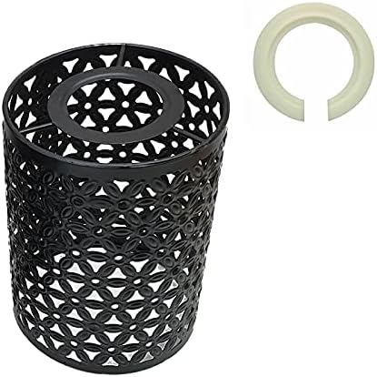 Vintage Easy Fit Wire cage Frame Open Style Pendant Light Shade Metal Cage Drum Lampshade Ceiling Pendant Lamp with Free Reducer Plate (White Pattern 4)