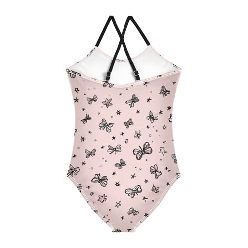 susiyo Bow and Star Shape Girls One Piece Swimsuits with Adjustable Straps Bathing Suits for 3-10 Years Old2