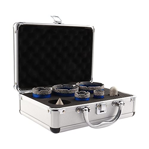 Brschnitt Diamond Drill Bits Kit For Porcelain Porcelain Tile Ceramic Marble Brick Concrete Vacuum Brazed Hole Saw (25/35/45/65/75Mm+20Mm Finger Bits+50Mm Beveling Chamfer Bit) #TOP5