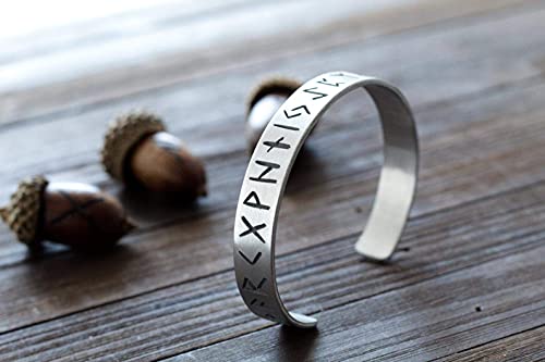 Rune Bracelet - Rune Jewelry Viking - For Men And Women - Fine Silver - Pagan Jewelry - Norse Bracelet (Bare, Fine Silver) #TOP3