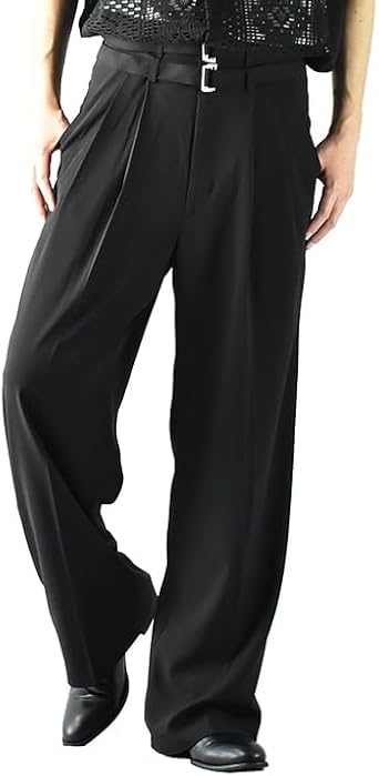 th products ワイドスラックス ツータック ブラック th products ワイドスラックス ツータック ブラック