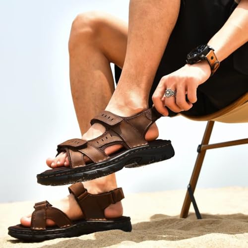 Image of Arkbird Men's Sandals, Closed Toe Leather Fisherman Outdoor Hiking Sport Shoes Summer